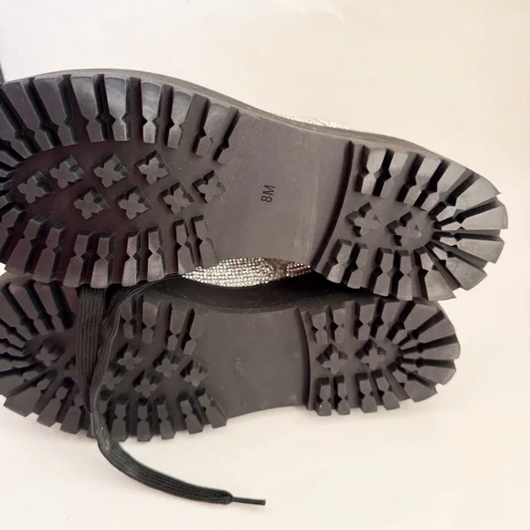 Poster Girl Dolls Kill Billionaire Bling Rhinestone Combat Boots Size 8 - Picture 10 of 10